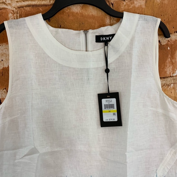 DKNY Printed Fringed Hem Asymmetrical Top - Picture 6 of 7